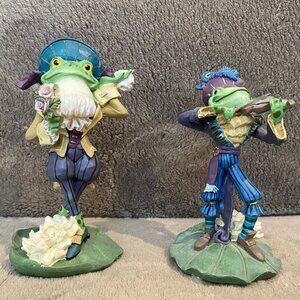 Katherines Collection Victorian Frog Figurines Vintage (90's) Resin Set 5" Tall